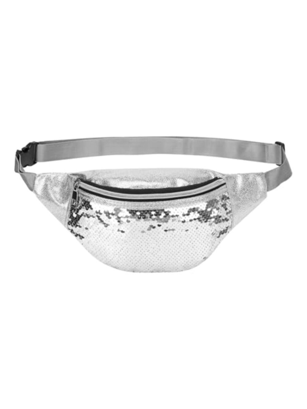 Sequined Fanny Pack Waist Belt Bag Crossbody PU Leather Water Resistant
